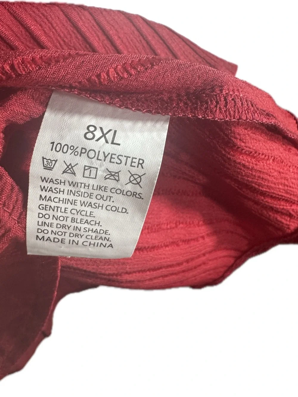 Red Ribbed V-Neck Zip Women's Top - Picture 5 of 5